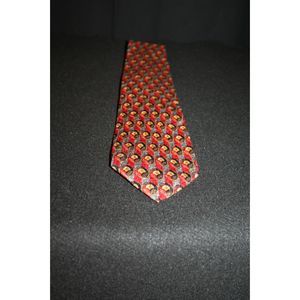 Ermenegildo Zegna 100% Silk Red Gray Black Necktie Gold Shell/Fan 60" x 4"